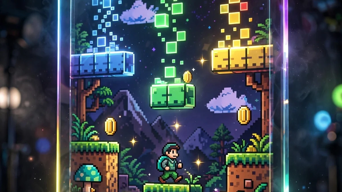 Google Playground: a browser window where text prompts turn into a playable platformer game
